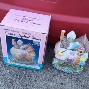Easter Lighted House Porcelain Decor